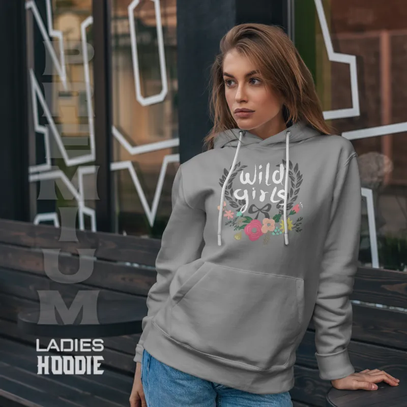 Premium Comfortable Printed Ladies Winter Hoodie ( Ash)