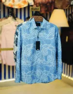 Men's Floral Print Full Sleeve Shirt, Dobby Spandex, Slim Fit
