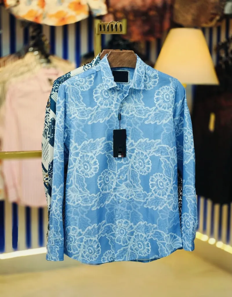 Men's Floral Print Full Sleeve Shirt, Dobby Spandex, Slim Fit