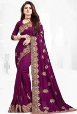Georgette Saree with Full Body Embroidery and Blouse Piece