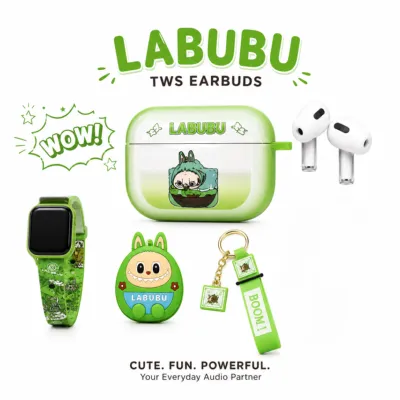 Pop Mart Labubu 2-in-1 Gadget Set – Cute Wireless TWS Earbuds & Smartwatch Strap Combo with Collectible Character Case