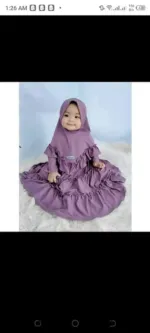 Little Girls' Cherry Fabric Borka and Hijab, Sizes 26 to 34