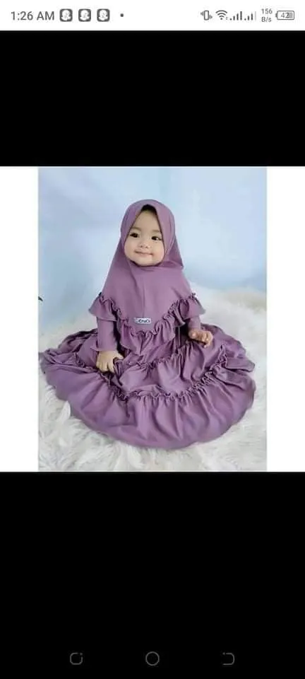 Little Girls' Cherry Fabric Borka and Hijab, Sizes 26 to 34