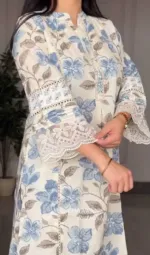 Full Body Embroidery Pure Cotton Three Piece, Sizes M to XXL