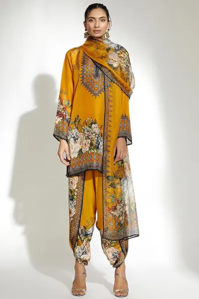 Cotton Silk Digital Print Three Piece for Women, 4 Colours