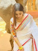 Half Silk Chumki Work Saree, 12 Haath, No Blouse Piece