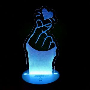 GearUP Acrylic Multicolor Night Lamp (Finger Heart)