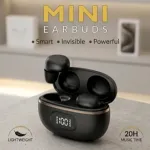 HnB Y17 Mini True Wireless Earbuds – Ultra-Compact In-Ear TWS with Matte Black Finish, Digital LED Battery Display & 20H Playtime