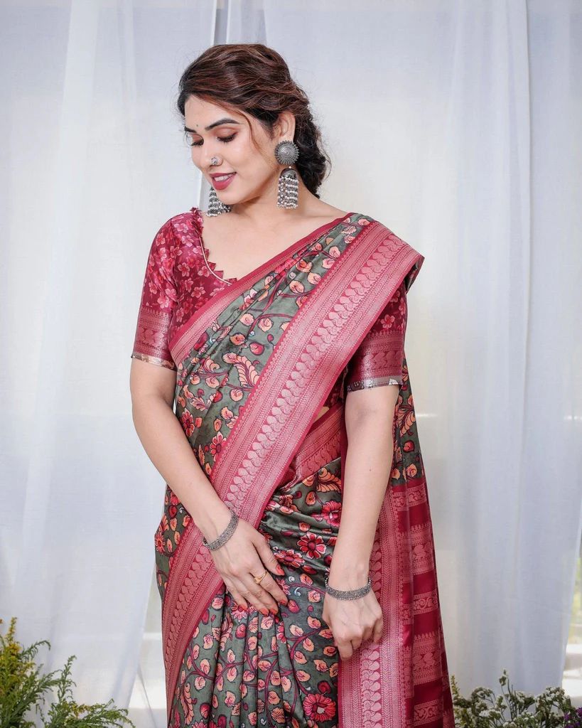 Modern Design Chanduri Silk Saree, Digital Print, 6 Colours