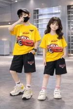 Kids' Drop Shoulder Cotton T-Shirt and Pant Set, 200/220 GSM