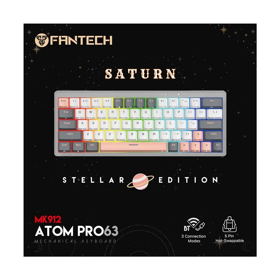 Fantech Atom Pro63 MK912 Tri Mode Blue Switch Keyboard Saturn Stellar