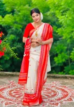 Festive Assam Silk Style Saree with Blouse Piece, 5 Colours