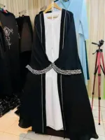 Lace Abaya Three-Piece Set, Inner, Koti and Hijab