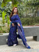 Dhupian Silk Screen Print Saree, 13 Haath, Separate Blouse