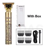 Rechargeable Vintage T9 Hair Clipper & Beard Trimmer | Cordless Stainless Steel Men's Grooming Kit with USB Charging