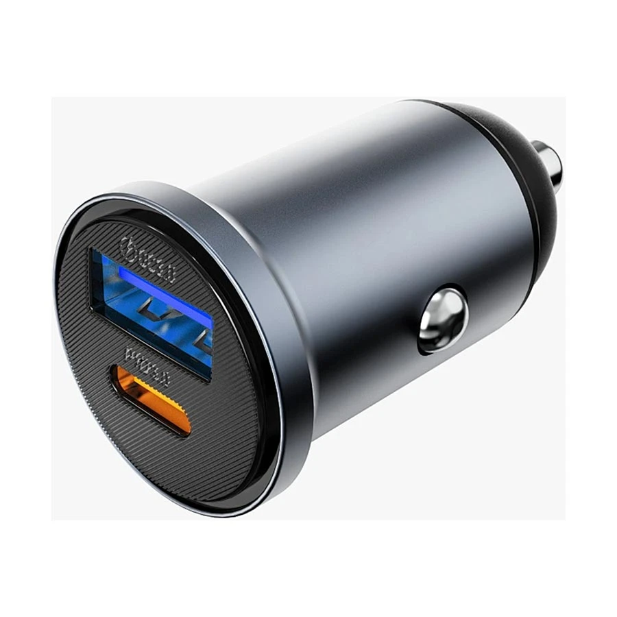 WiWU Nano Lite 35W 2 Ports Gray Car Charger (1xUSB-C & 1xUSB-A)