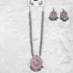 Antique Oxidized Necklace & Earrings Set – (Multiple Colors Available)
