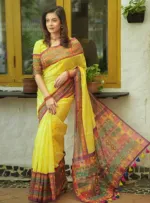 Screen Printed Modern Half Silk Saree for Women, No Blouse