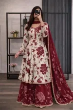 Screen Print Cotton Garara Three Piece with Lace, Sizes M and L