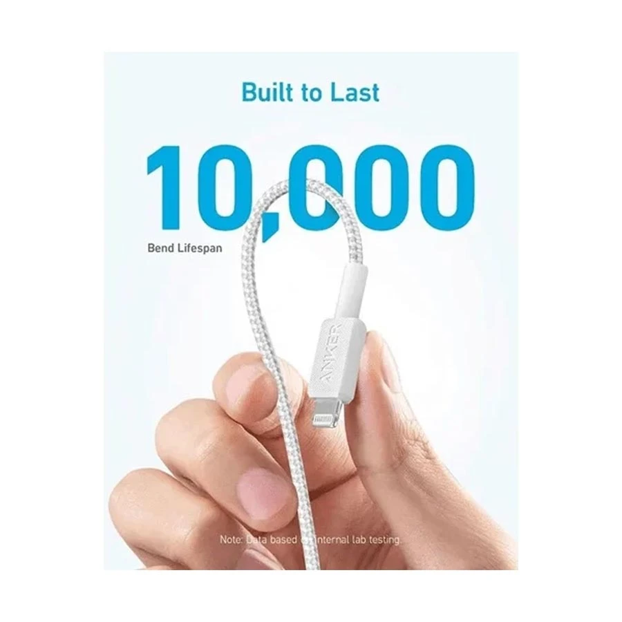 Anker 322 USB-C to Lightning 0.9 Meter White Braided Charging Cable