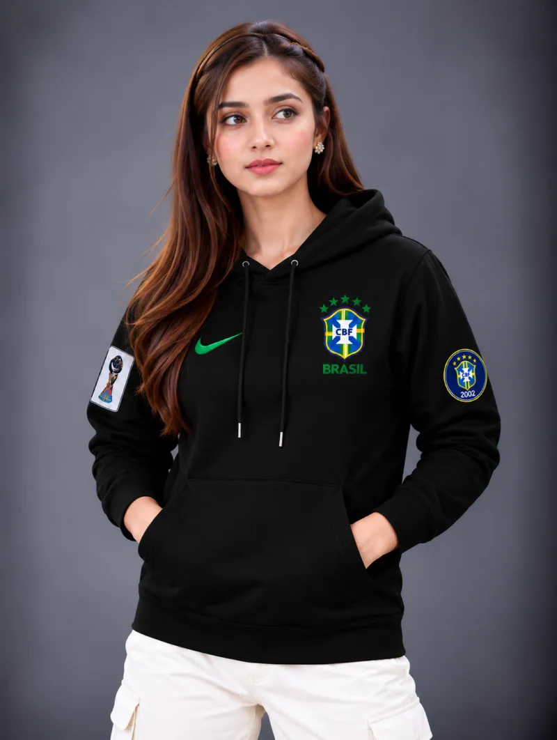 Women's World Cup Print Semi Baggy Hoodie, Pure Cotton, 4 Colours