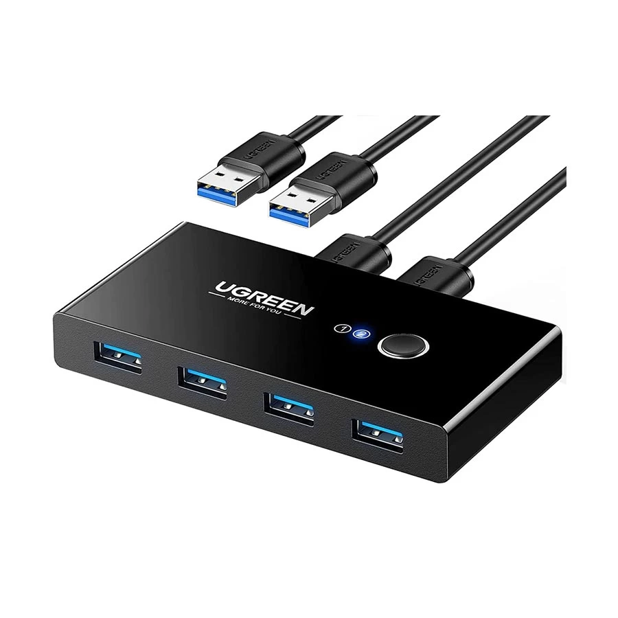 UGREEN US216 30768 Dual USB Male to Quad USB Female Hub, Black