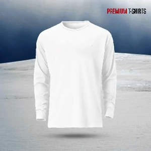 Men's Full Sleeve Solid T-Shirt- White