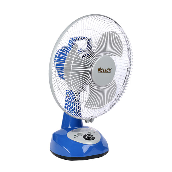 Click Rechargeable Table Fan 12'' Blue With USB Charger