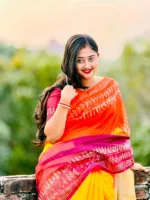 Women's Chanderi Silk Saree with Multi-Colour Floral Print