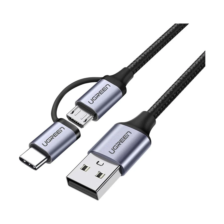 UGREEN 30875 USB to Micro USB & Type-C Charging & Data Cable 1m Black