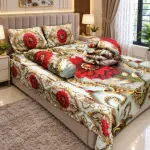 3D Design Comforter and King Size Velvet Bed Sheet Set, 6 Colours