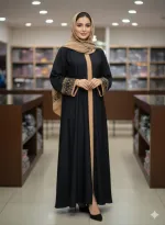 Sneha Embroidered Borka with Hijab, Lengths 50 to 56