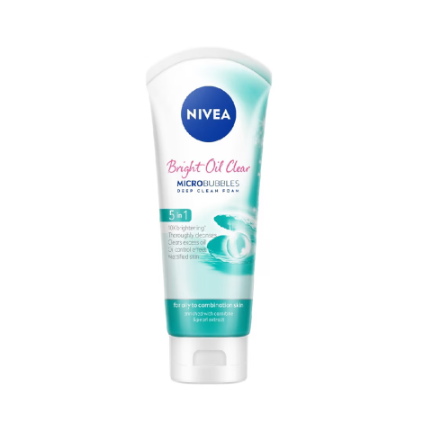 Nivea Bright Oil Clear 5 in 1 Micro Bubbles Deep Clean Foam 100ml (Thailand)