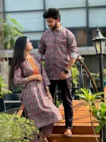 Matching Couple Dress, Men's Shirt with Ladies Kameez and Pajama