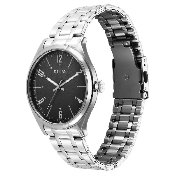 Titan (1802SM10) Wrist Wit Quartz Analog Grey Dial Stainless Steel Strap Watch for Men