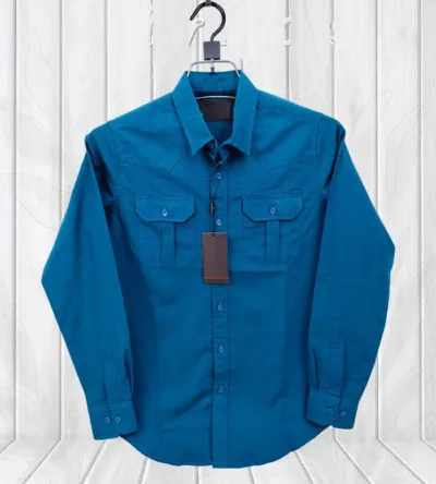 Men's Lap Seam Double Pocket Oxford Cotton Shirt for Summer