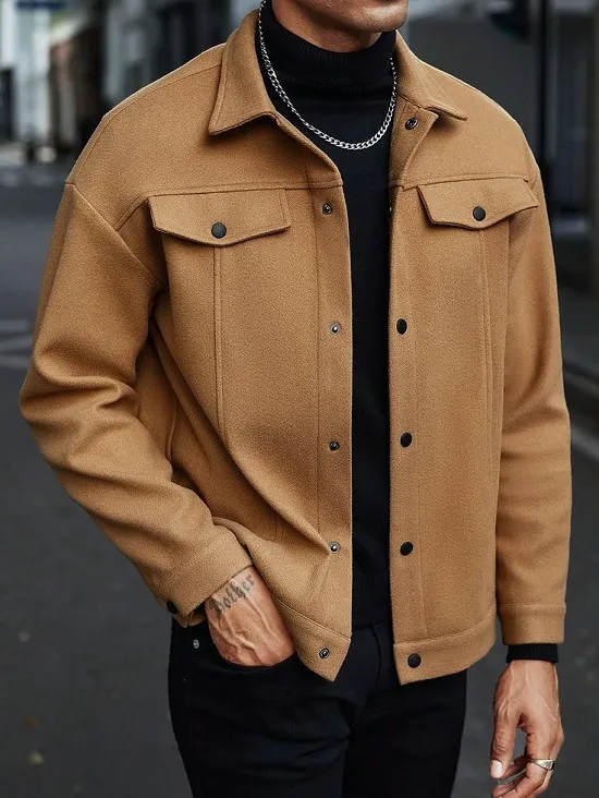 Men's Winter Shacket Jacket, Shirt-Style Cut, Sizes M to XL