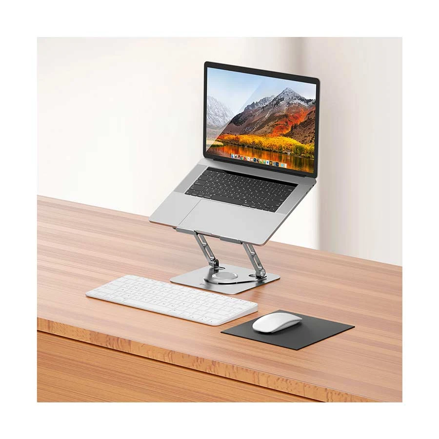 Bwoo BO-ZJ142 360 Degree Rotating Silver Adjustable Laptop Stand