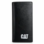 Long Leather Wallet with Magnetic Snap Button