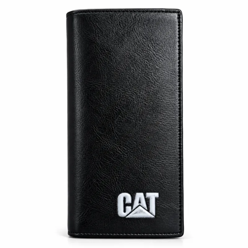 Long Leather Wallet with Magnetic Snap Button