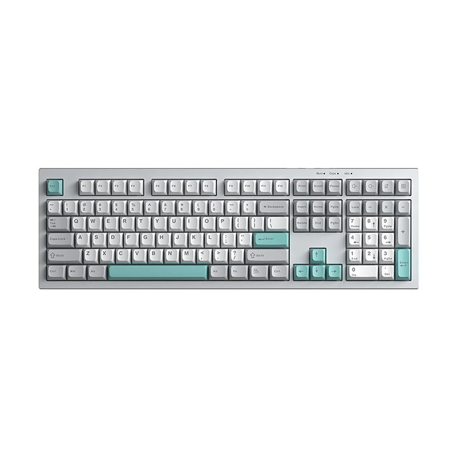 Aula S102 RGB Wired Membrane Keyboard, Gray with Turquoise Keycaps