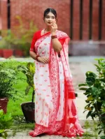 Chanderi Silk Digital Print Saree with Blouse Piece for Puja