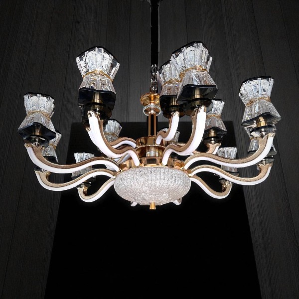 Qulik Modern Nordic Candle Crystal Chandelier Pendant Hanging 3 color LED Ceiling Light (QL-2011-10-5)