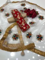 Semi-Stitched Georgette Embroidery Three Piece, Up to 52, 5 Colours