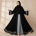 Rose Koti Borka with Embroidery and Long Hijab, 2 Colours