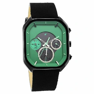 Fastrack NS3270NL01 After Dark Quartz Analog with Day and Date Green Dial Leather Strap Watch