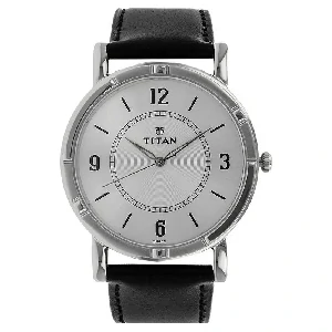 Titan Quartz Analog Silver Dial Leather Strap Watch for Men – NN1639SL03