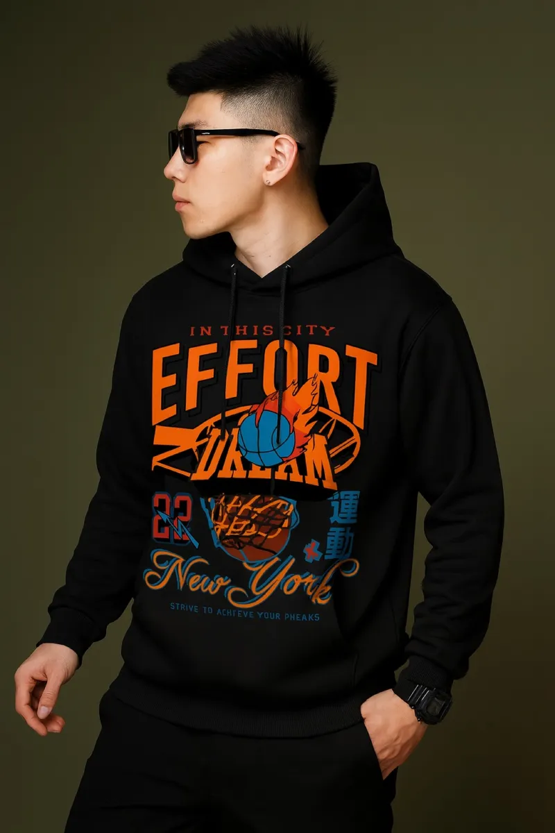 DTF Printed Drop Shoulder Cotton Hoodie, Chest 40 to 46 Inch
