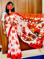 Chanduri Silk Block Print Saree, 5 Colours