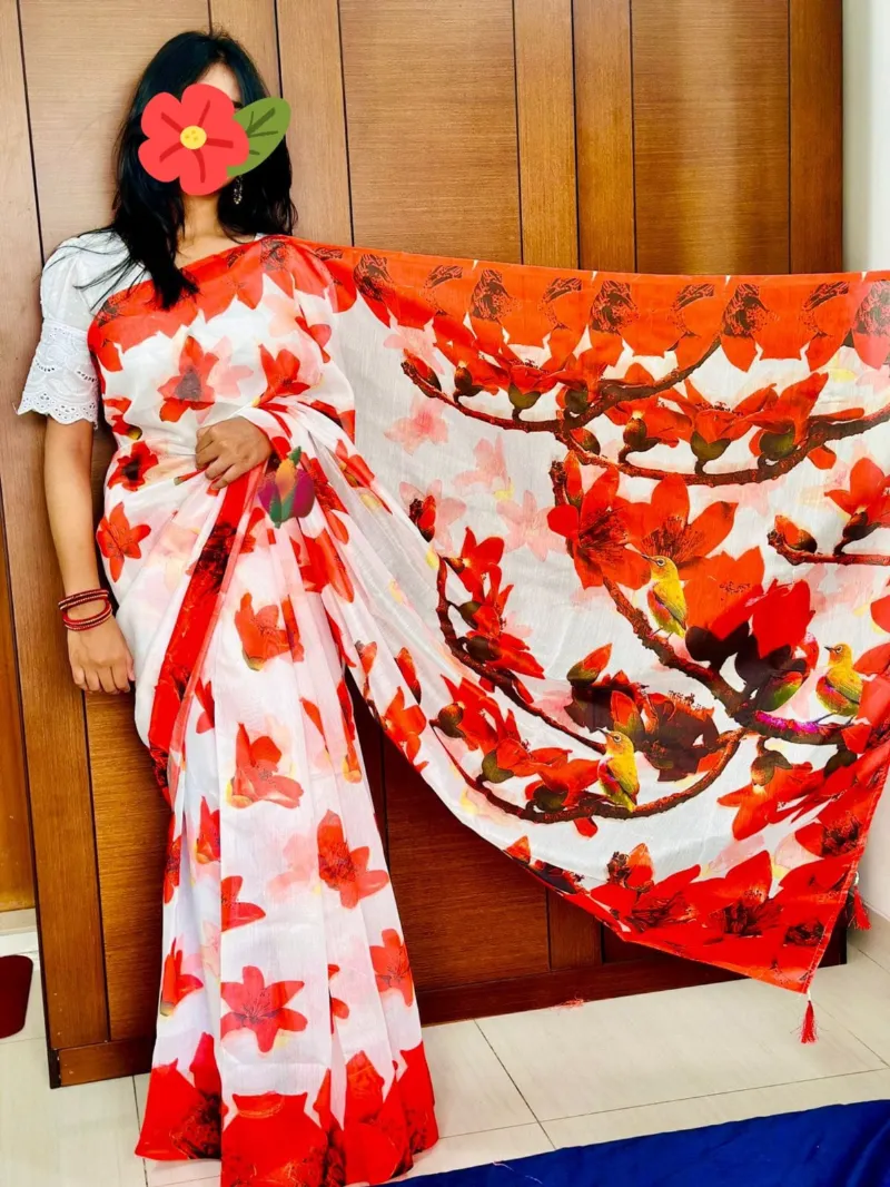 Chanduri Silk Block Print Saree, 5 Colours